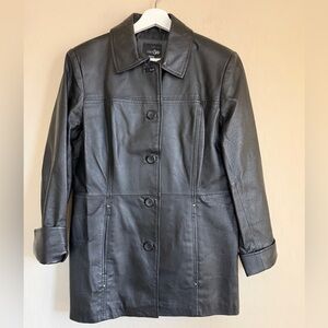 East 5th Black Leather Longline Jacket